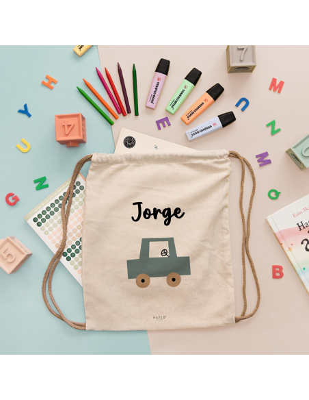 Hazlo With Love - Mochila Personalizable "Aventuras sobre Ruedas" Diseño Car