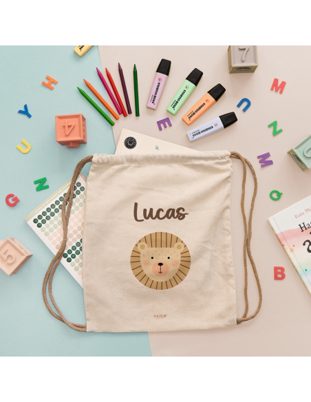 Hazlo With Love - Mochila Personalizable "Aventuras en la Sabana" Diseño León África