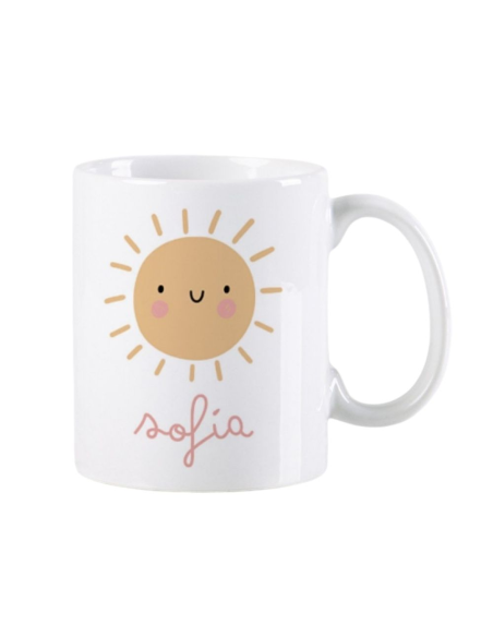 Taza de Cerámica Personalizada "Bebidas con Energía" Diseño Sol