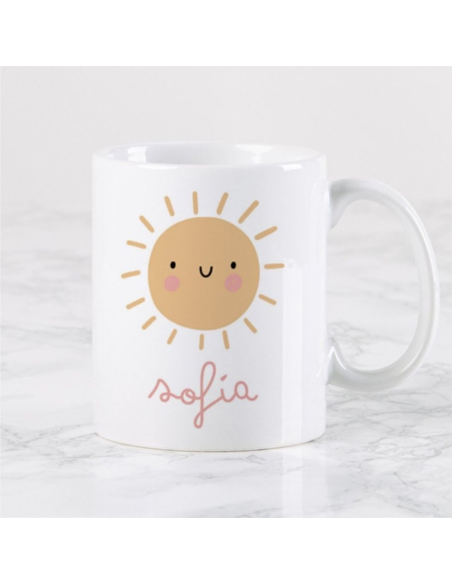 Taza de Cerámica Personalizada "Bebidas con Energía" Diseño Sol