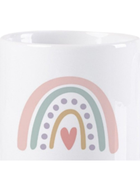 Taza de Cerámica Personalizada "Bebidas con Magia" Diseño Arco Iris