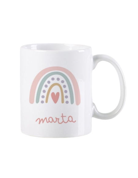 Taza de Cerámica Personalizada "Bebidas con Magia" Diseño Arco Iris