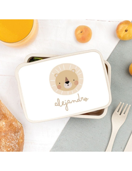 Hazlo With Love - Fiambrera Personalizable "Comidas con Aventuras en los Bosques de la India" Diseño León Asia