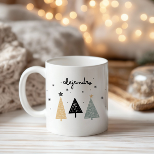 Taza personalizable "Abetos de Navidad"