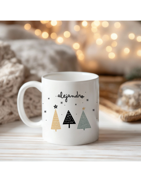 Taza personalizable "Abetos de Navidad"