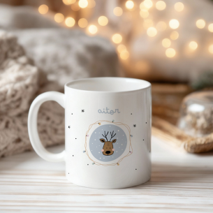 Taza personalizable especial Navidad "Reno"