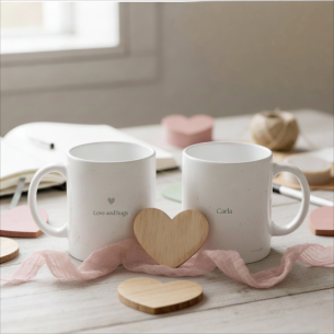 Pack 2 tazas personalizadas · Love & Hugs · Gris
